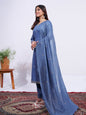 Jyoti Fashion Women's Denim Blue Rayon Embroidered Designer Kurta Set with Dupatta