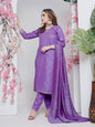 Jyoti Fashion Women's Lavender Rayon Embroidered Designer Kurta Set with Dupatta