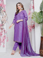 Jyoti Fashion Women's Lavender Rayon Embroidered Designer Kurta Set with Dupatta