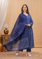 Jyoti Fashion Women's Blue Rayon Printed Designer Kurta Set with Dupatta