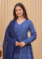 Jyoti Fashion Women's Blue Rayon Printed Designer Kurta Set with Dupatta
