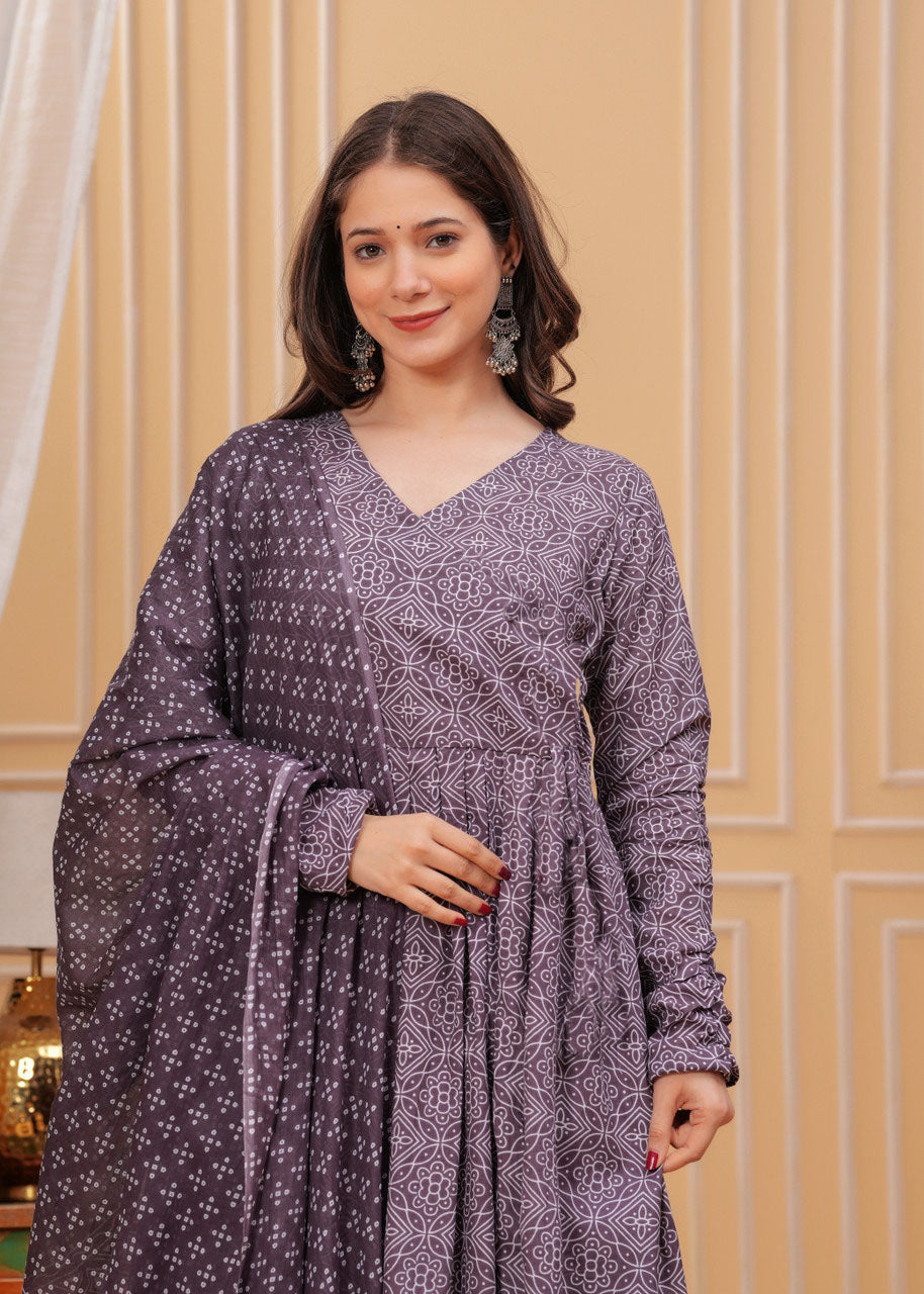 Jyoti Fashion Women's Wine Rayon Printed Designer Kurta Set with Dupatta