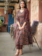 Jyoti Fashion Women's Maroon Rayon Printed Designer Kurta Set with Dupatta