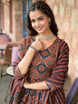 Jyoti Fashion Women's Maroon Rayon Printed Designer Kurta Set with Dupatta