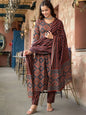 Jyoti Fashion Women's Maroon Rayon Printed Designer Kurta Set with Dupatta