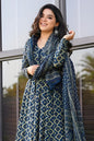 Jyoti Fashion Women's Navy Blue Rayon Printed Designer Kurta Set with Dupatta