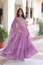 Jyoti Fashion Women's Purple Faux Georgette Sequins Zari Embroidered Anarkali Set With Dupatta