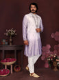 Jyoti Fashion Men's Purple Sequins Embroidered Kurta with Pajama
