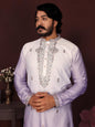 Jyoti Fashion Men's Purple Sequins Embroidered Kurta with Pajama