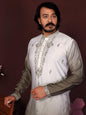 Jyoti Fashion Men's Mehendi Sequins Embroidered Kurta with Pajama