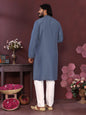 Jyoti Fashion Men's Blue Mirror Embroidery Kurta with Pajama