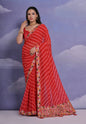 Jyoti Fashion Women's Red Coding Sequence Georgette Saree with Blouse