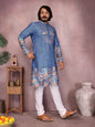 Jyoti Fashion Men's Blue Sequins Embroidered Kurta with Pajama