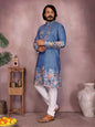 Jyoti Fashion Men's Blue Sequins Embroidered Kurta with Pajama