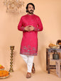 Jyoti Fashion Men's Pink Sequins Embroidered Kurta with Pajama