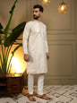 Jyoti Fashion Men's Mustard Jacquard Woven Kurta with Pajama