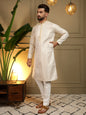 Jyoti Fashion Men's Mustard Jacquard Woven Kurta with Pajama