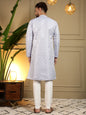 Jyoti Fashion Men's Grey Jacquard Woven Kurta with Pajama