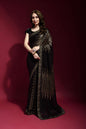 Jyoti Fashion Women's Black Sequence Embroidery Georgette Saree with Blouse