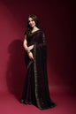 Jyoti Fashion Women's Wine Sequence Embroidery Georgette Saree with Blouse