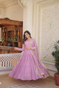 Jyoti Fashion Women's Purple Faux Georgette Embroidered Partywear Anarkali Dress with Dupatta