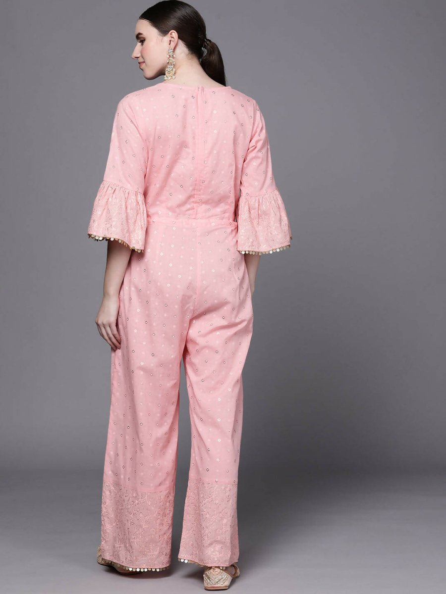 Ahalyaa Women Pink Printed Basic Jumpsuit