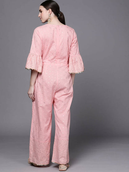 Ahalyaa Women Pink Printed Basic Jumpsuit