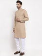 Jompers Men Light-Brown & White Solid Kurta Only