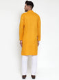 Jompers Men Mustard Yellow & White Solid Kurta with Churidar