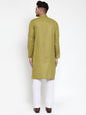 Jompers Men Olive Green & White Solid Kurta Only