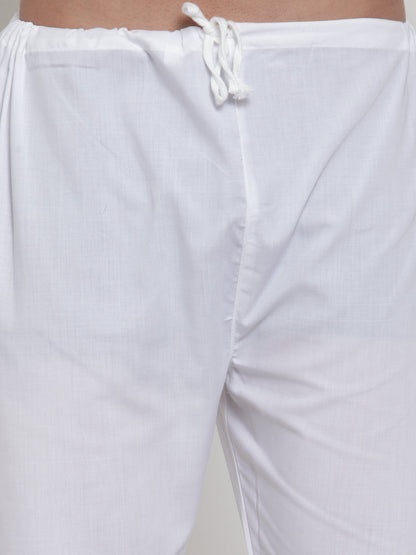Jompers Men Sky-Blue & White Solid Kurta with Churidar
