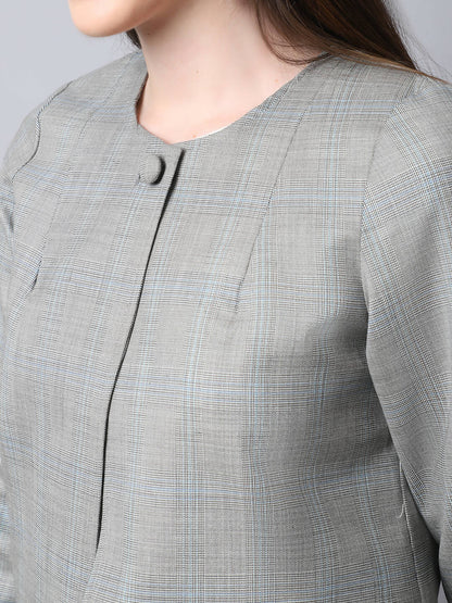 Even Apparels Grey Polywool Open Front Statement Women's Jacket (BF662)