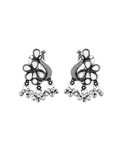 Jewels Nest Antique Long Oxidised Necklace Set with Statement Pendant