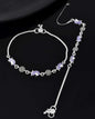 Jewels Nest Set of 2 Silver-Plated Stainless Steel Paisley & Floral Charm Anklets