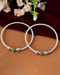 Jewels Nest Set of 2 Silver-Plated Stainless Steel Heart-Shaped Peacock Stone Beaded Anklets