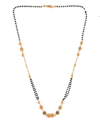Jewels Nest Gold-Plated Traditional Double-Line Mangalsutra with Barrel Pendant