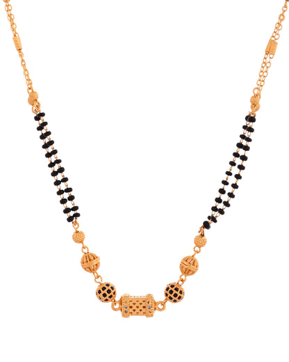 Jewels Nest Gold-Plated Traditional Double-Line Mangalsutra with Barrel Pendant
