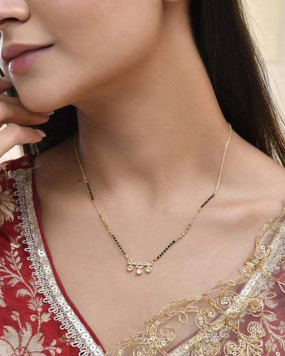 Jewels Nest Sleek Crystal Drop Gold-Polished Mangal Sutra