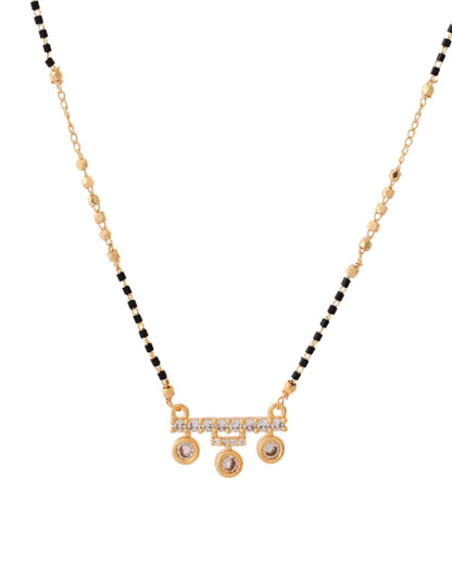 Jewels Nest Sleek Crystal Drop Gold-Polished Mangal Sutra