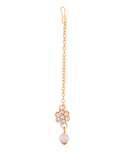 Jewels Nest Gold-Plated American Diamond Studded & Beaded Choker Jewellery Set