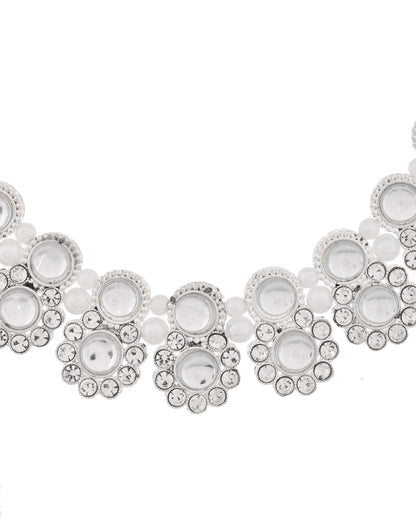 Jewels Nest Oxidized Silver Mirror Choker Necklace Set with Earrings – Boho Tribal Jewellery
