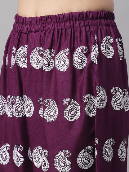 Jainish Women's Embroidered and Sequin work Co-ords - Purple