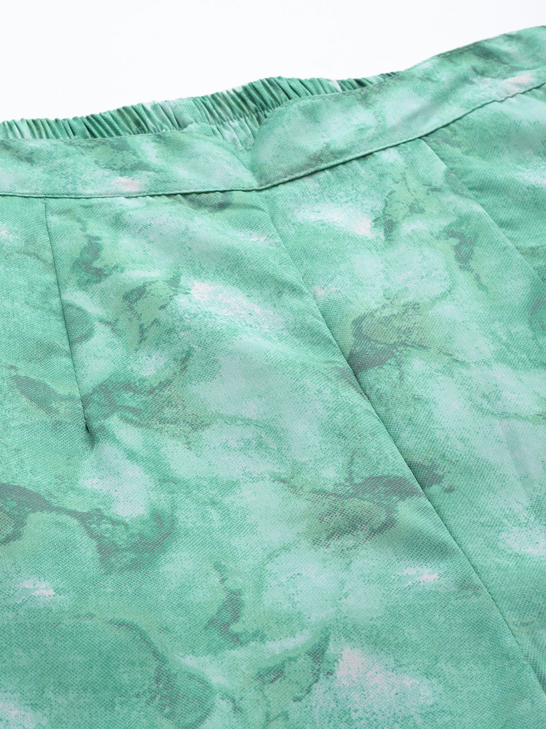 Jainish Women's Green Printed Crop Top With Palazzos