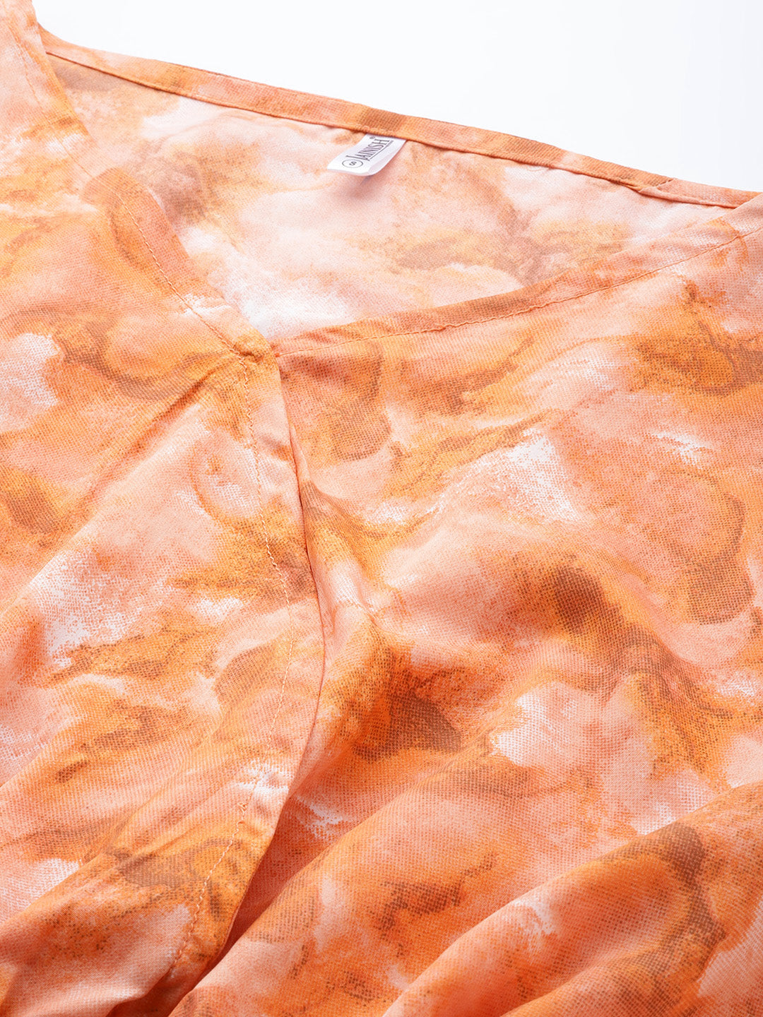Jainish Women's Orange Printed Crop Top With Palazzos