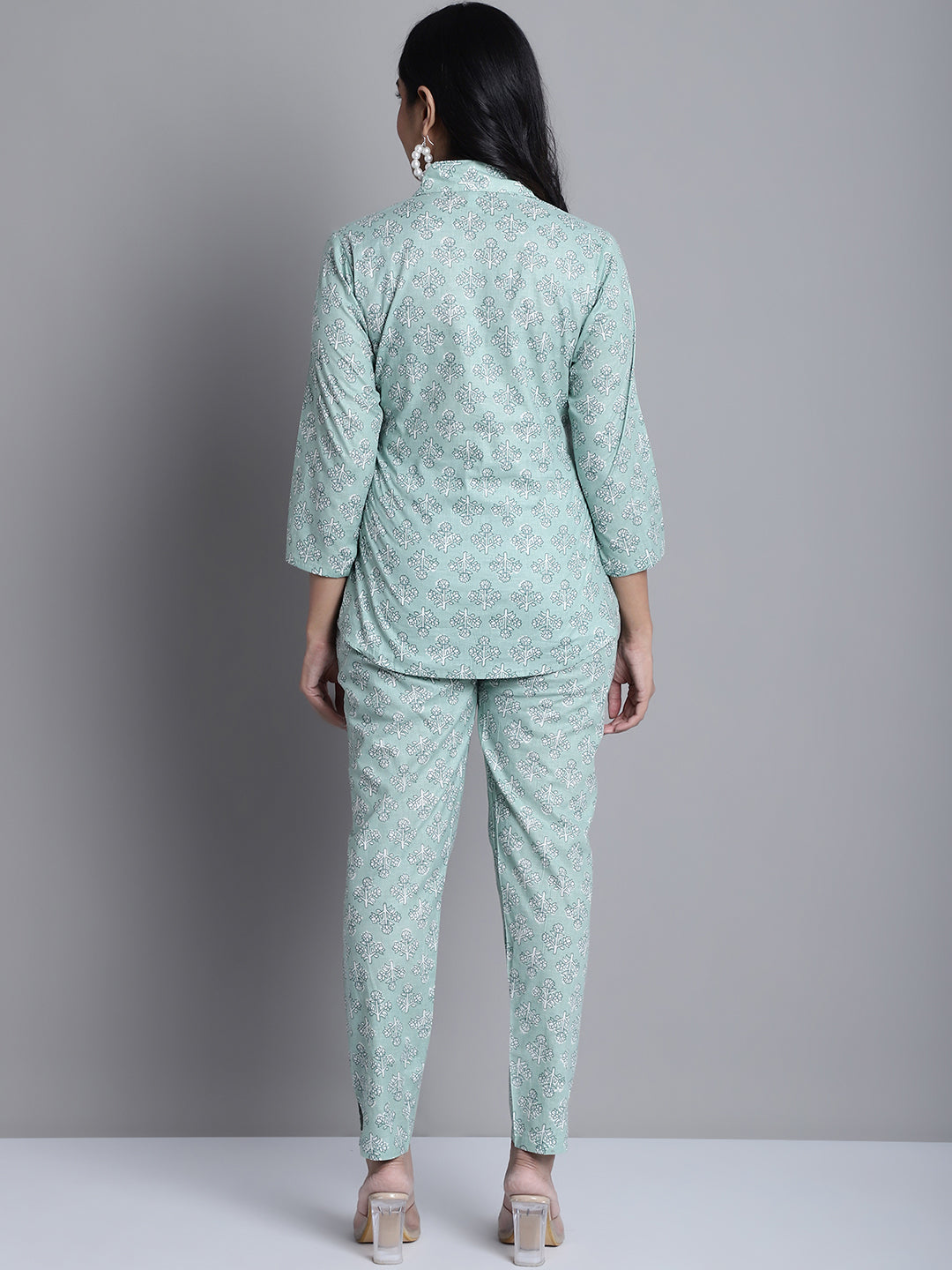 Jainish Women's WoLime Green Printed Shirt and Trouser Co-ords Set