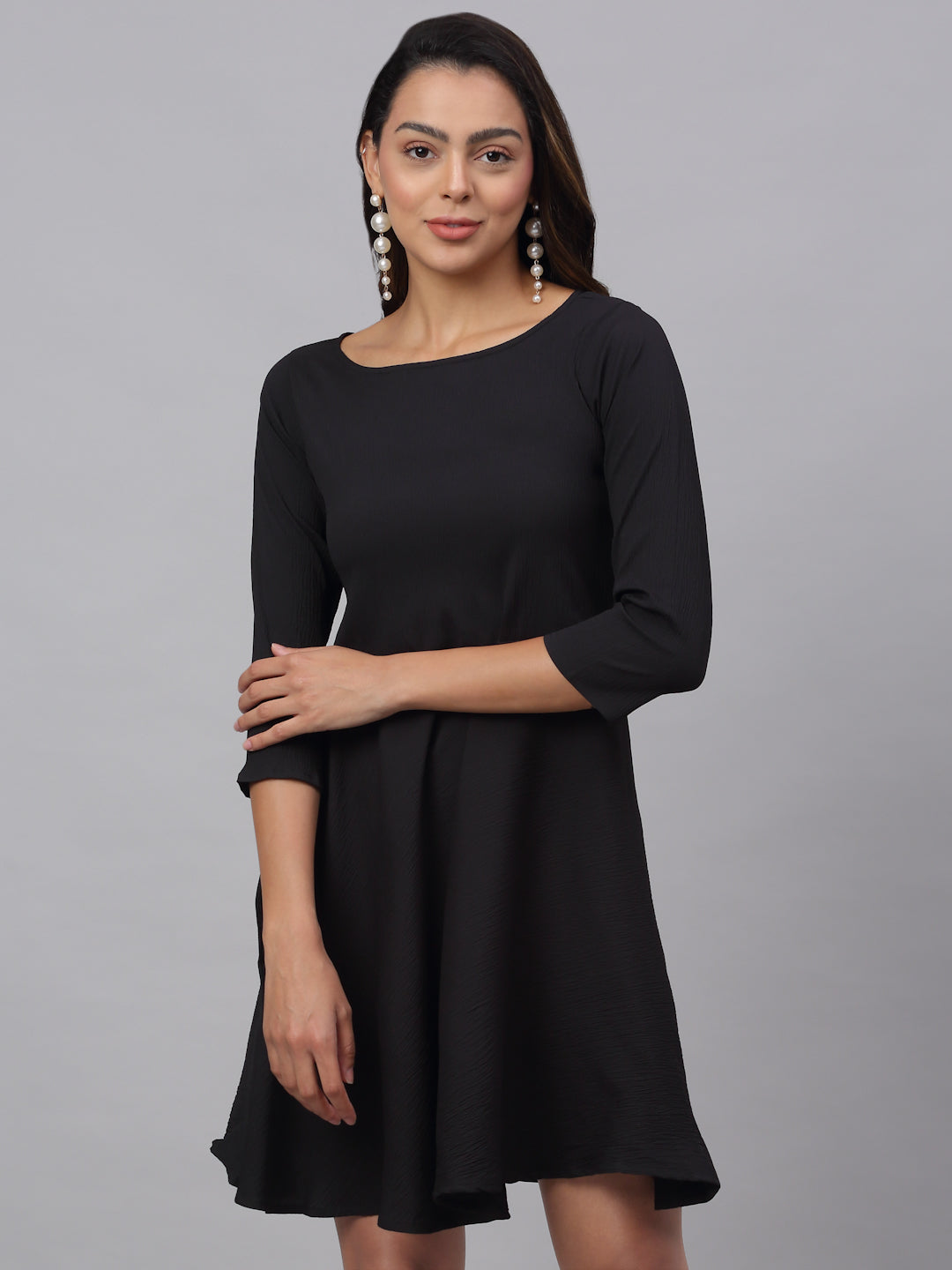 Jainish Women's Black A-Line Dress