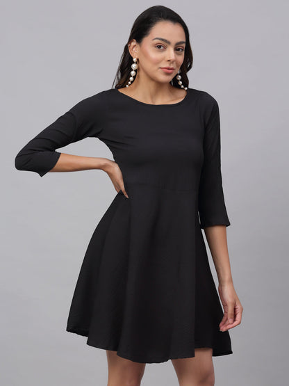Jainish Women's Black A-Line Dress