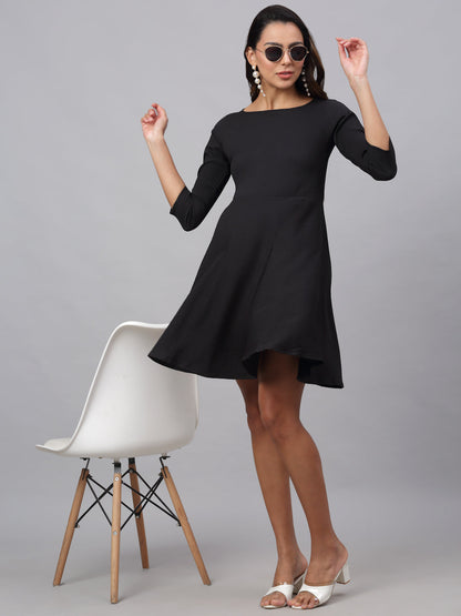 Jainish Women's Black A-Line Dress