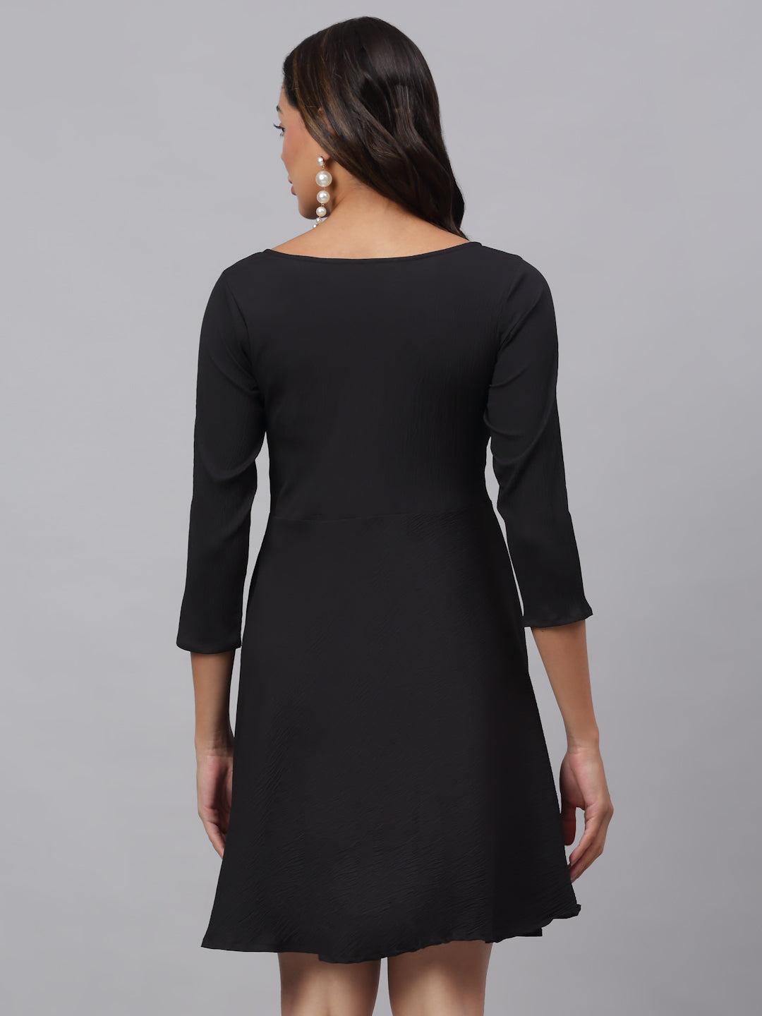 Jainish Women's Black A-Line Dress