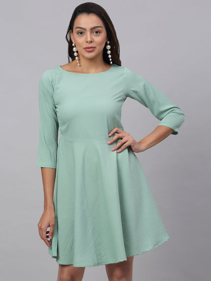 Jainish Women's Green A-Line Dress